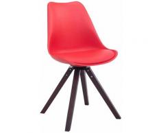 Chaise visiteur TROYES Pivotante Piétement en Forme Carrée rouge Noyer (chêne)