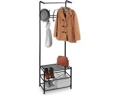 Portemanteau avec support chaussures, autonome, dans entrée,garde robe droit, métal, HxlxP 183 x