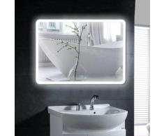 Miroir de salle de bain LED angle arrondi 80*60CM*4mm design moderne