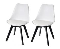 2x chaise de salle à manger 918, chaise de cuisine, design rétro ~ blanc/blanc, similicuir, pieds
