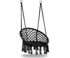 Modern Home - COSTA Fauteuil suspendu dossier et coussin chaise nid d'oiseau Noir - Noir