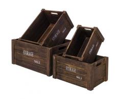 Mobili Rebecca - Rebecca Mobili Lot de 4 Boite de rangement Caisse Bois Gris Vintage 17x36x25