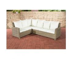 CLP - Canapé d'angle Bermeo 5 mm en polyrotin rond/nature Blanc beige
