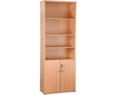 Armoire haute de bureau en bois | LxPxH 800 x 400 x 2200 mm | 5 étagères |Avec placard | Hêtre |