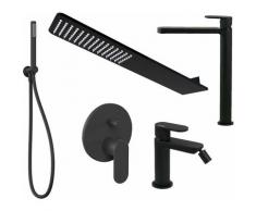Set de salle de bain complet avec pommeau de douche en surplomb noir mat Ponsi Versilia