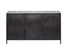 Made In Meubles - Enfilade Industrielle 3 Portes Noire - Metal noir