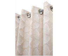 Rideau 138 x 260 à Oeillets Imprimé Polycoton Recyclé Motif Fleur Ginkgo Blanc Naturel - Naturel