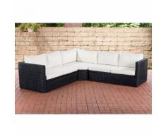 Canapé d'angle Tibera 5mm rond/noir Blanc beige