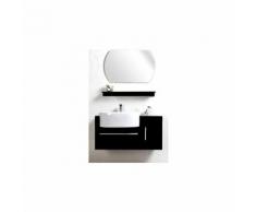 Meuble de salle de bain Sullivan noir : vasque, meuble sous vasque, étagère et miroir