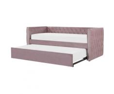 Lit gigogne en velours rose 90 x 200 cm GASSIN