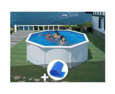 Kit piscine acier blanc Gré Fidji ronde 3,70 x 1,22 m + Bâche à bulles