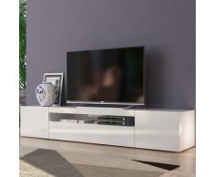 Meuble TV design avec portes tiroirs à rabat 200cm Daiquiri White L