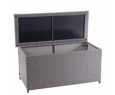 Coffre à coussins en polyrotin, HHG-570, coffre jardin ~ Basic gris, 63x135x52 cm, 320l