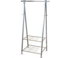 Porte-manteau métal portant sur roulettes avec étagère chaussures