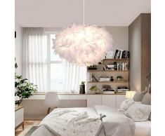 Lustre Suspension en Plume Blanche Plafonnier Créatif E27 45cm pour Chambre d‘enfant Salon - Blanc