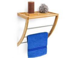 Étagère porte-serviettes en bambou 3 barres de séchage en métal salle de bain Déco H xlxP : 40 x 38