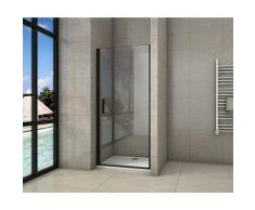 porte de douche 80x200cm porte de douche pivotante noir en 8mm verre anticalcaire