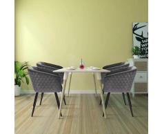 Chaise de cuisine avec accoudoirs velours gris foncé et métaux