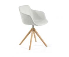 Chaise pivotante tissu et pieds frêne massif clair Elabola - Couleur MIRAGE 63