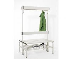 Banc pour vestiaire en inox, pour les douches et l'extérieur - h x p 1600 x 695 mm - L 1015 mm,