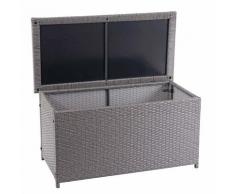 Coffre à coussins en polyrotin, HHG-570, coffre jardin ~ Basic gris, 51x115x59 cm, 250l