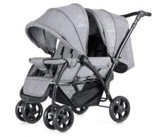 Costway - Poussette Double Bébé Poussette Pliable pour Jumeaux Poussette Canne de Voyage Gris pour