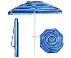 GOPLUS Parasol de Plage 2,2M Parasol Inclinable de Patio avec Porte-gobelet, Parapluie Rond de