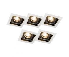 Spot encastrable Carree blanc lot de 5 Qazqa Design, Moderne Luminaire interieur