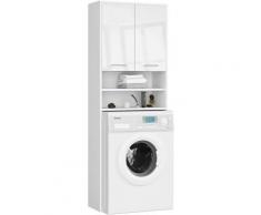 Étagère Salle De Bain Fin Colonne 2P Lave-Linge Blanc Brillant