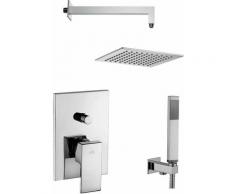 Paffoni -Solution de douche complète avec: pommeau de douche carré, mitigeur de douche encastrable