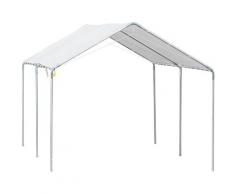 Carport auvent pour voiture 5,95L x 2,90l x 2,60H m acier galvanisé robuste PE haute densité blanc