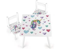 Table et 2 chaises enfant Licorne