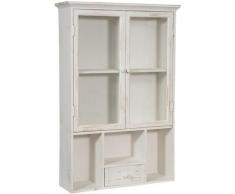 Biscottini - VITRINE EN BOIS FINITION BLANC ANTIQUE L60XPR18XH89 CM STYLE SHABBY