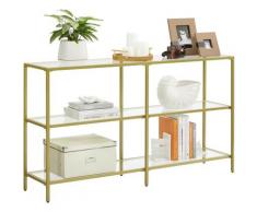 VASAGLE Table Console, Meuble d’entrée, Étagère à 3 Niveaux, en Verre trempé, 130 x 30 x 73 cm,