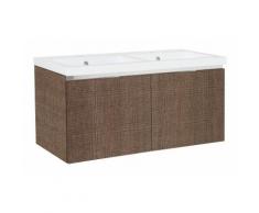 Meuble sous vasque + vasque fonte EPIC 2xtiroirs, tranche brun 1210x580x510 mm