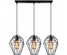 Suspension Lustre Industrielle Design Cage Diamant Luminaire Lampe plafonnier E27 Vintage en Métal