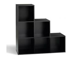 Calicosy - Etagère de rangement avec 6 cases en escalier Noir - Noir