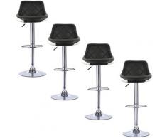 Tabouret de Bar Lot de 4 avec siège rembourré,tabourets en Cuir Artificiel réglable,Noir Blanc