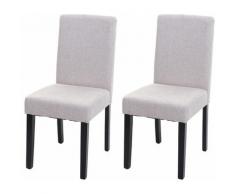 2x chaise à manger chaise de cuisine Littau ~ textile, beige crème, pieds foncés