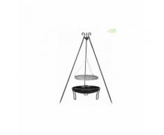 Grille en acier noir sur trépied + Brasero de jardin PAN