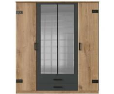 CORK Armoire de chambre - Style Industriel - Décor chene et graphite - L 180 cm