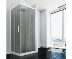 Cabine Douche en PVC 80x120 CM Hauteur 190 Opaque Chinchilla mod. Lite Profil Blanc