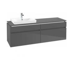 Villeroy & Boch Legato Meuble sous-lavabo B137L6, 1600x550x500mm, lavabo à gauche, éclairage LED,
