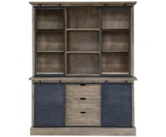 Made In Meubles - Buffet vaisselier métal et verre portes coulissantes