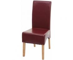 HHG - Chaise de salle à manger Latina, chaise de cuisine, cuir ~ rouge, pieds légers