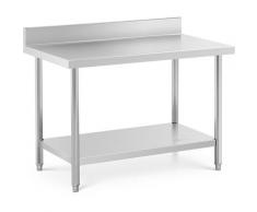 Table Adossée Inox Avec Étagère Professionnelle Plan De Travail 120*70 cm 115 kg