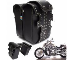Paire Sacoche PU Cuir Bagage Selle Cheval Outil Sac Noir Pour Harley Divadson