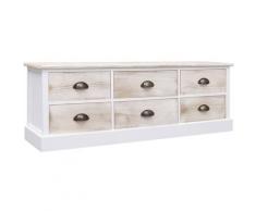True Deal - Banc d'entrée Blanc et marron clair 115x30x40 cm Bois