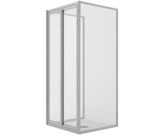 Cabine de douche 3 côtés 75x90x75CM H185 Verre Transparent 2 Fixes+Saloon 2 Pivotantes 90 mod.Clint