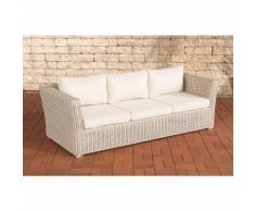 Canapé de jardin 3 places Mandal rond/blanc perle Blanc beige